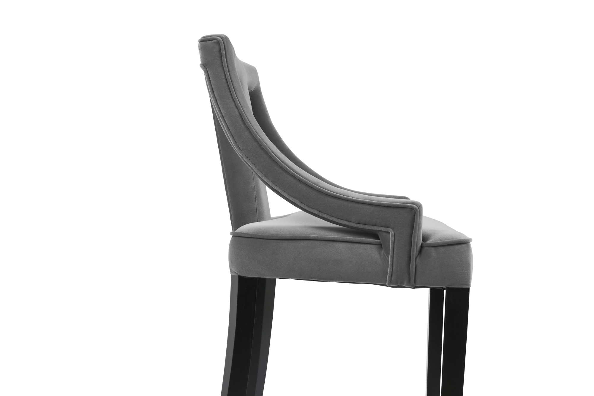 Juliette Grey Velvet Bar Stool with Gold Trim Footrest