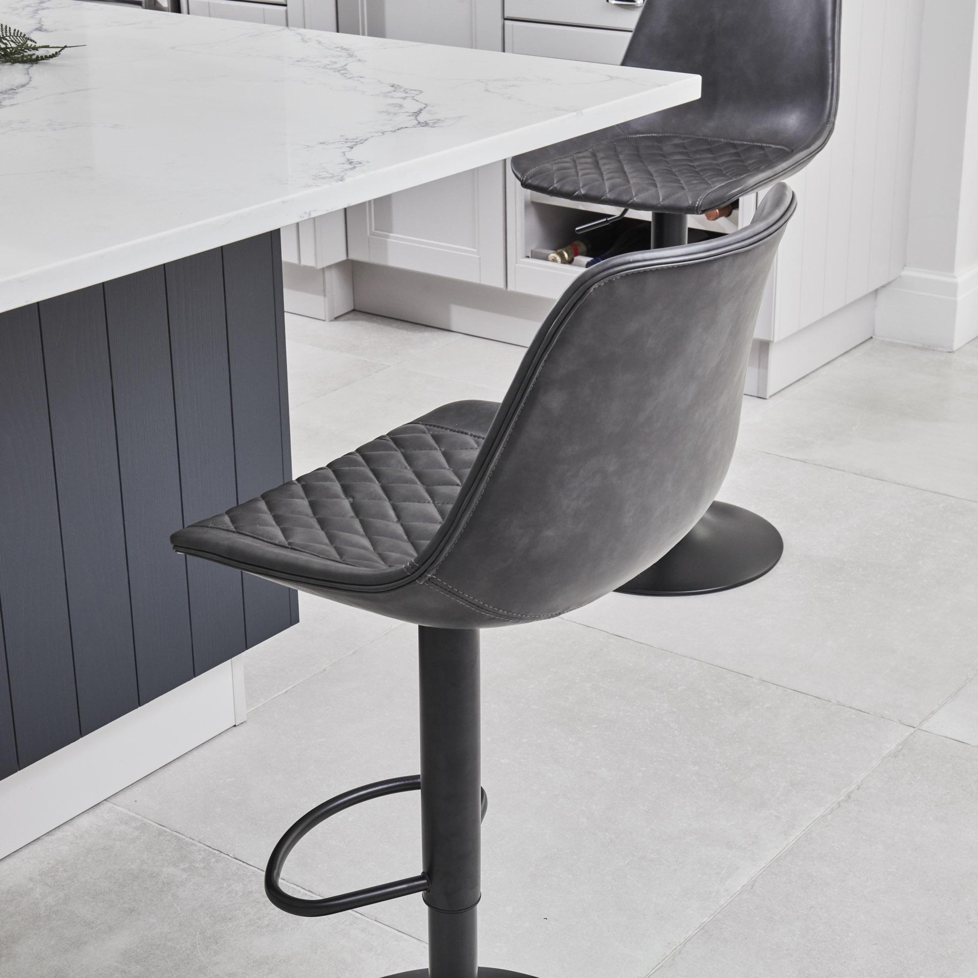 (Set of 2) Enzo Dark Grey Faux Leather Kitchen/Bar High Back Stool
