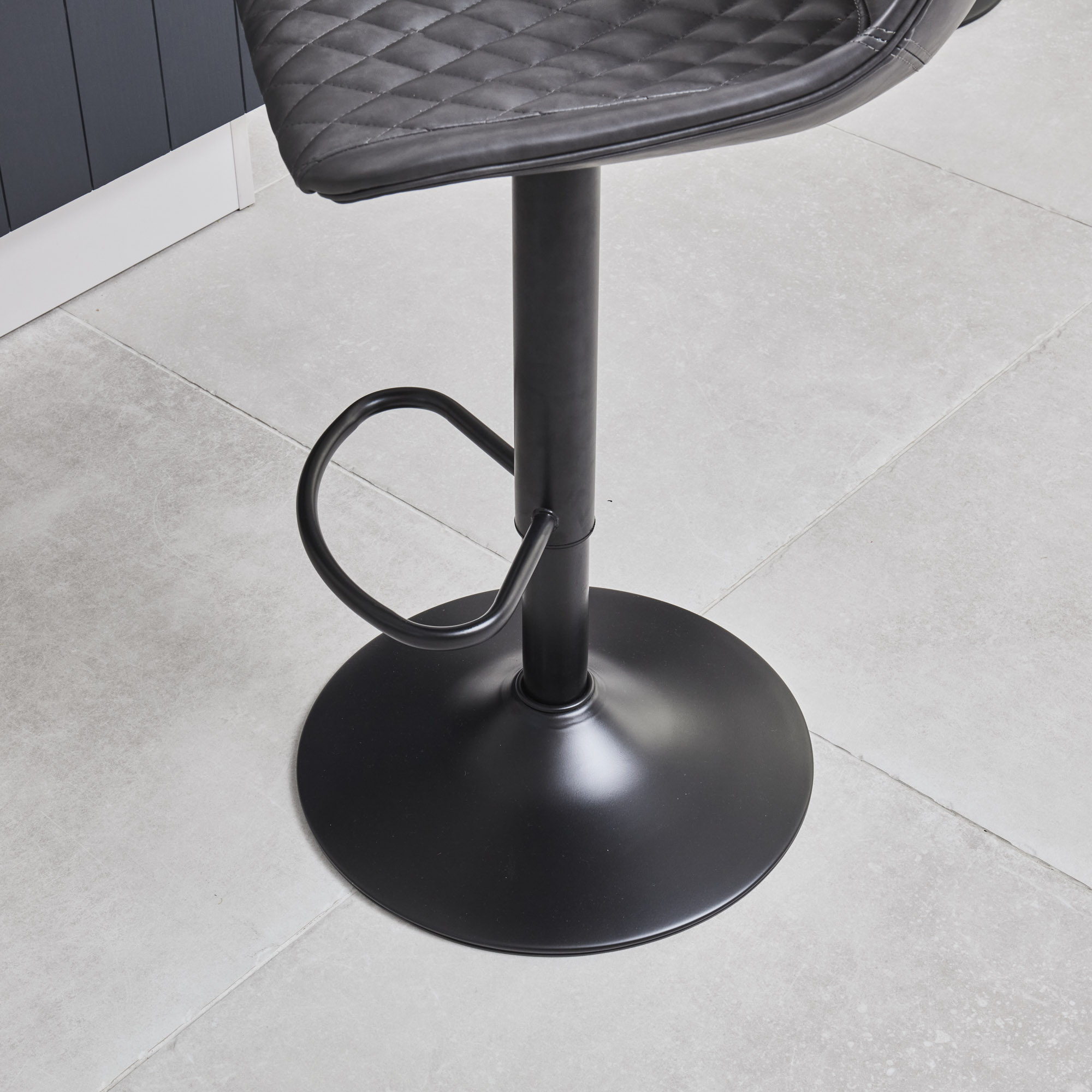 (Set of 2) Enzo Dark Grey Faux Leather Kitchen/Bar High Back Stool