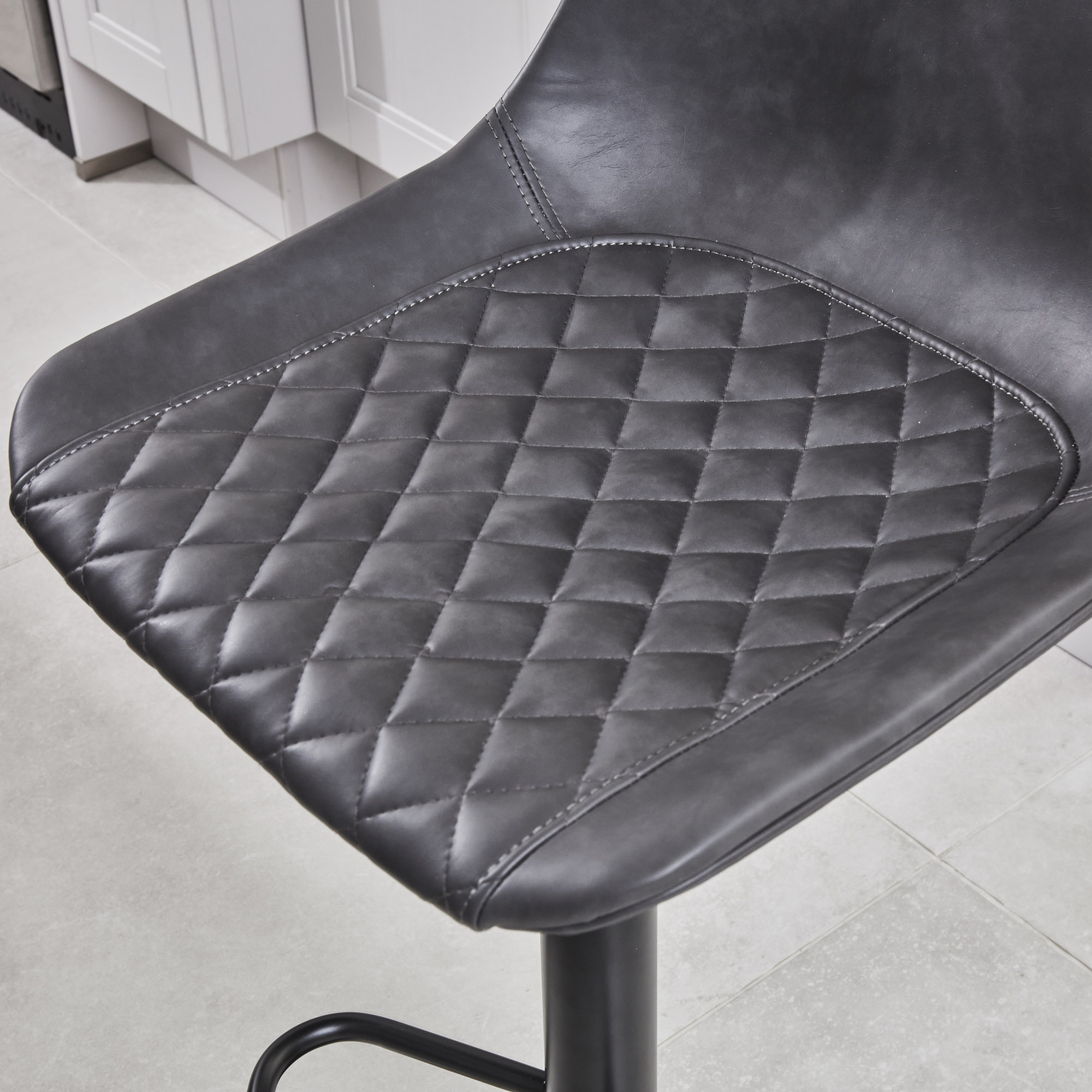 (Set of 2) Enzo Dark Grey Faux Leather Kitchen/Bar High Back Stool