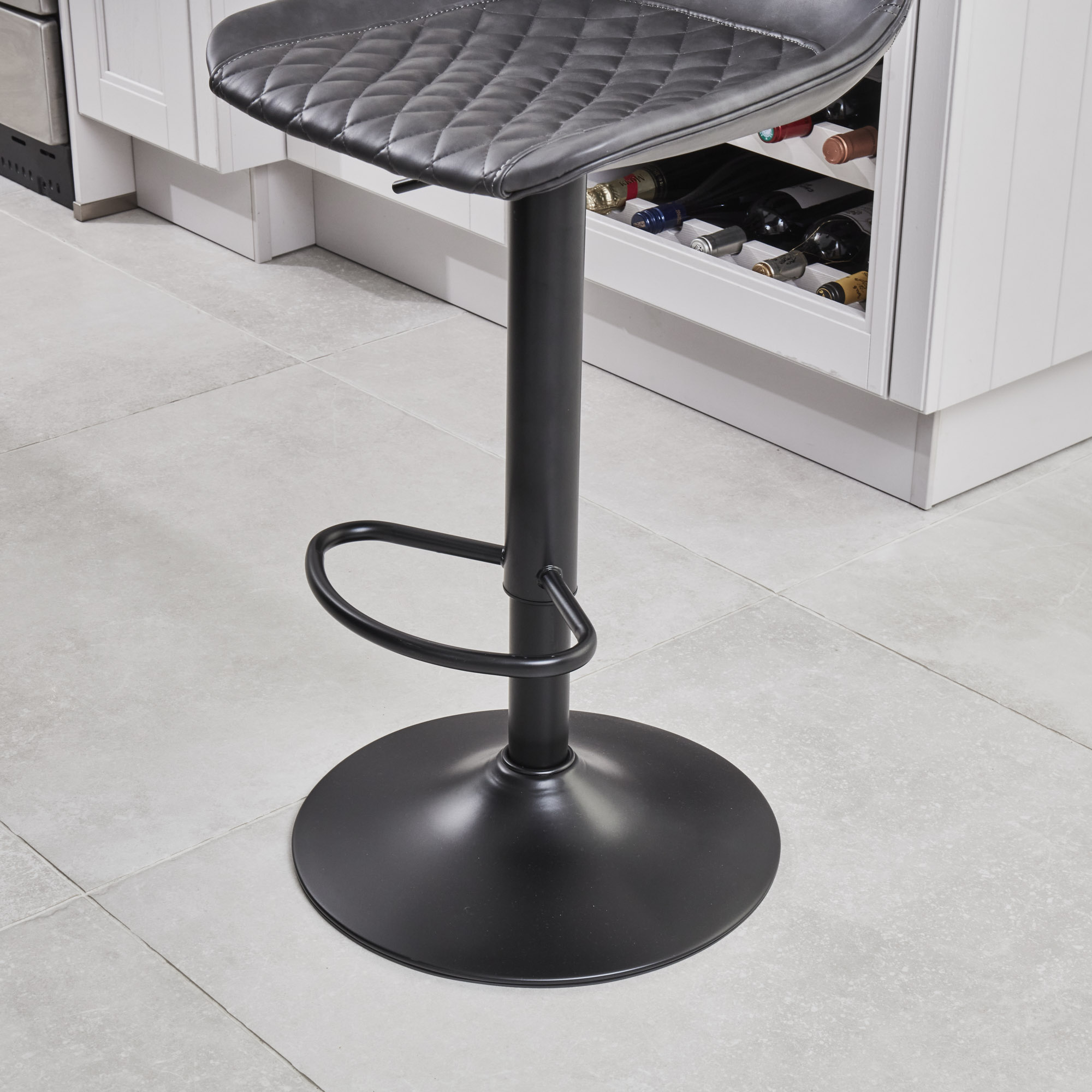 (Set of 2) Enzo Dark Grey Faux Leather Kitchen/Bar High Back Stool