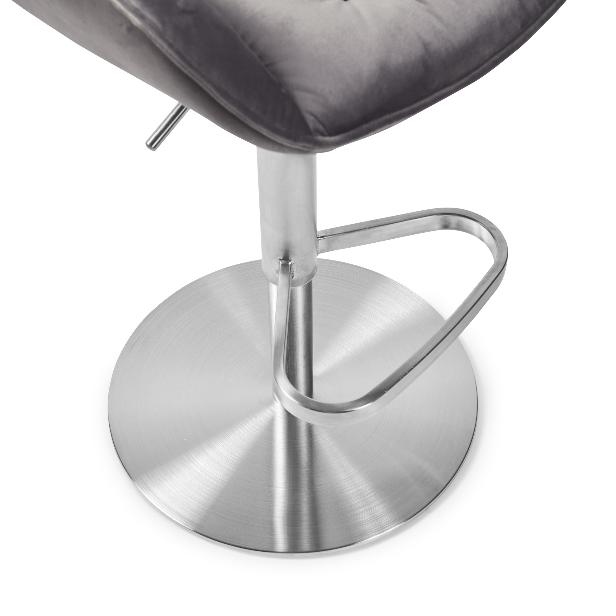 Seattle Swivel Grey Velvet Gas Lift Bar Stool