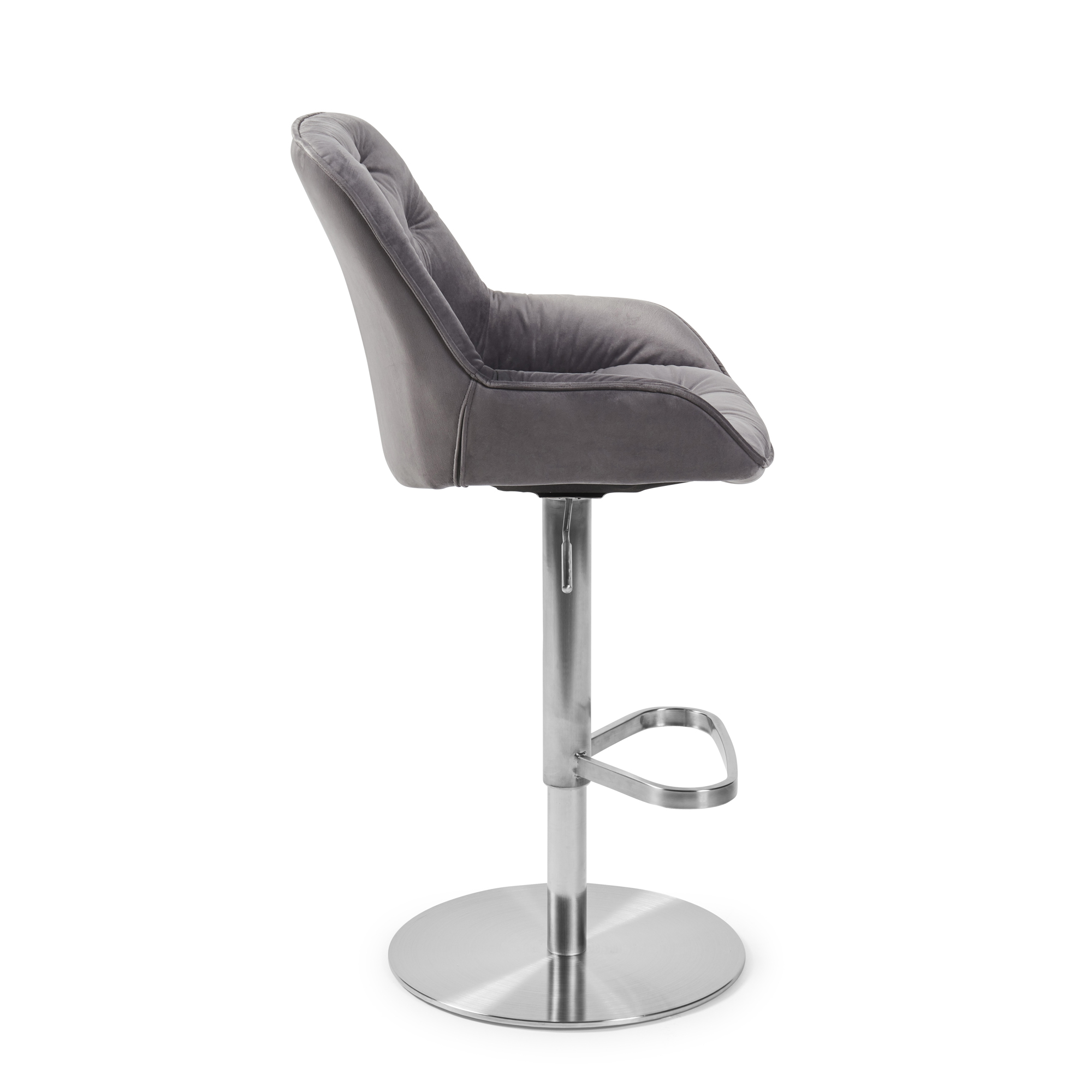 Seattle Swivel Grey Velvet Gas Lift Bar Stool