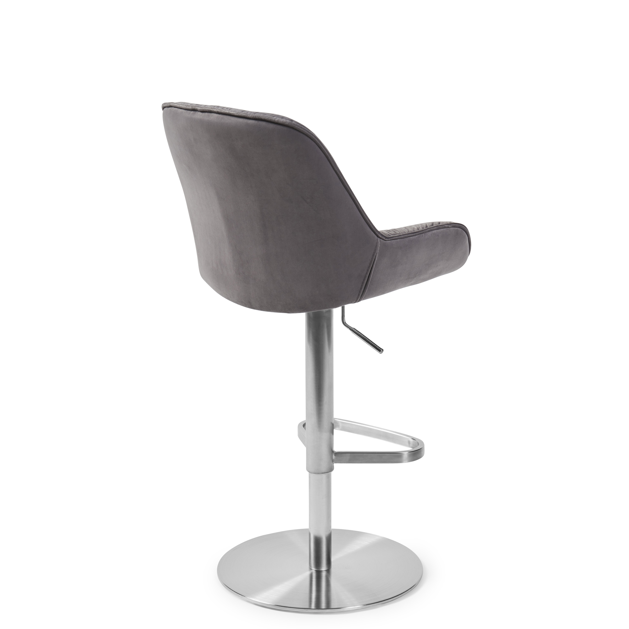 Seattle Swivel Grey Velvet Gas Lift Bar Stool