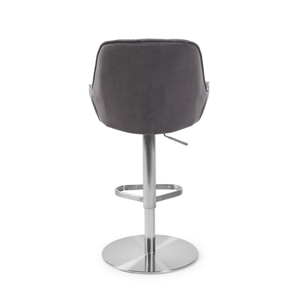 Seattle Swivel Grey Velvet Gas Lift Bar Stool Grosvenor Furniture