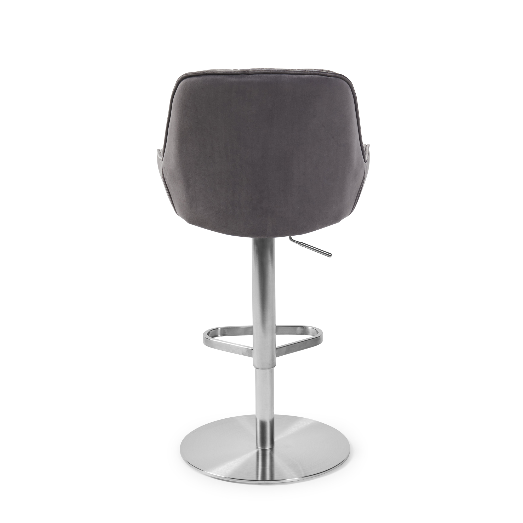 Seattle Swivel Grey Velvet Gas Lift Bar Stool