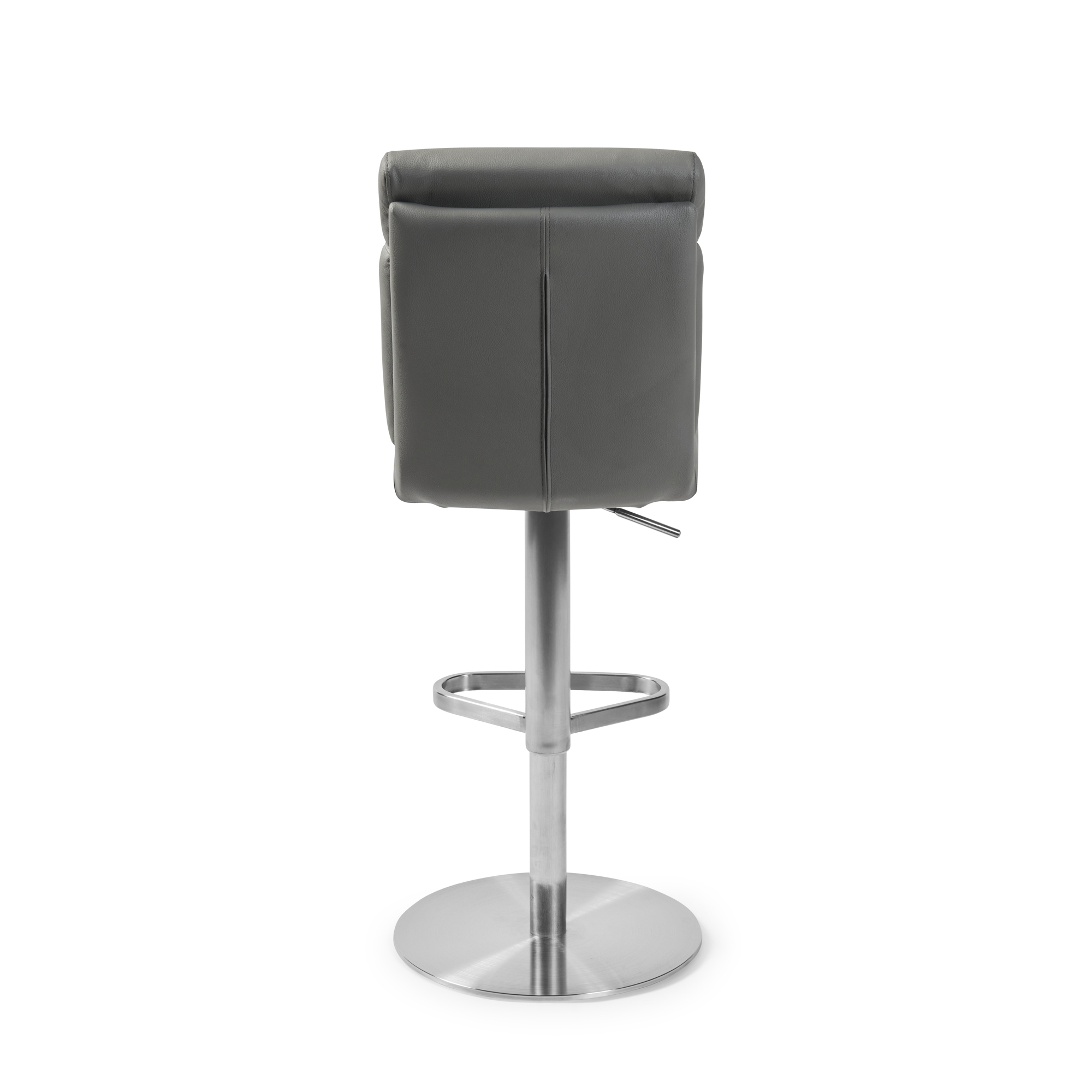 Portland Brushed Steel Gas Lift Kitchen Stool in Grey Faux Leather