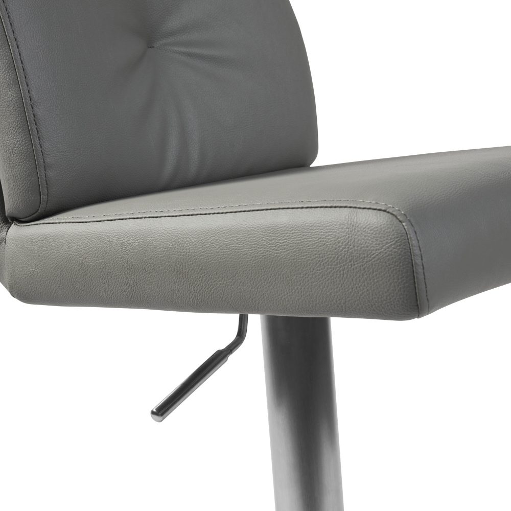 Portland Brushed Steel Gas Lift Kitchen Stool in Grey Faux Leather - Image 15