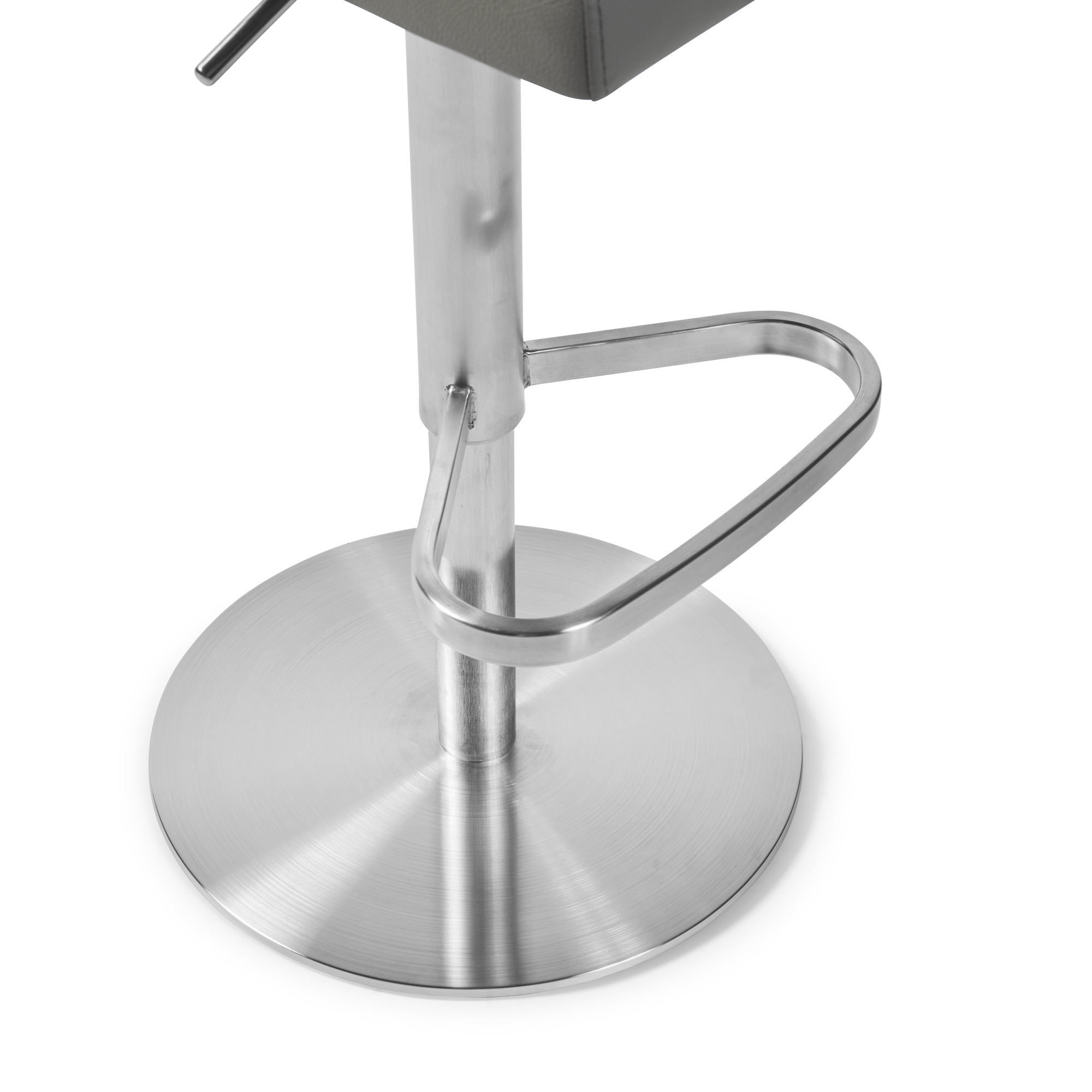 Portland Brushed Steel Gas Lift Bar Stool in Grey Faux Leather