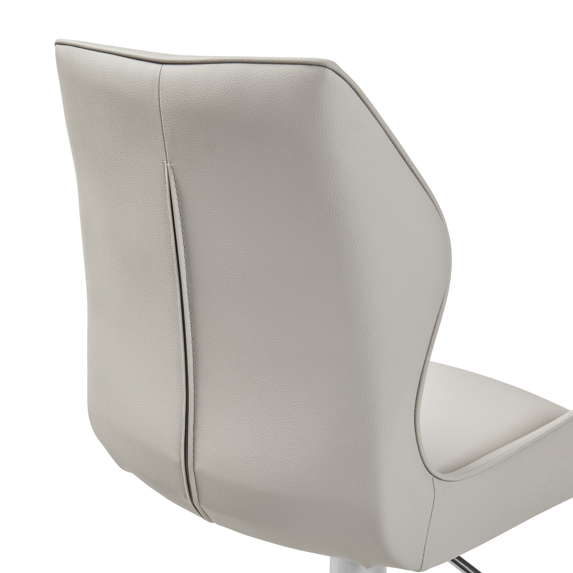 Virginia Brushed Steel Gas Lift Bar Stool in Stone Washed Beige Faux Leather