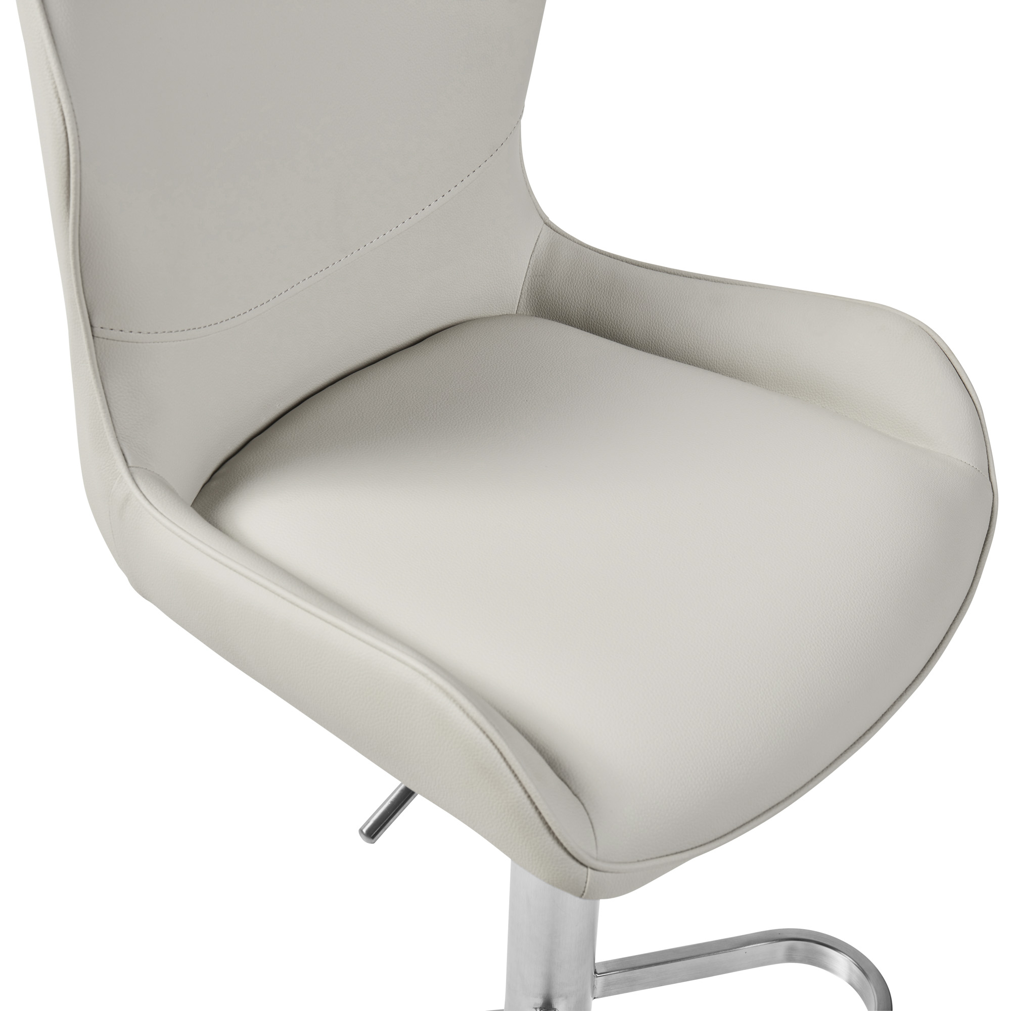 Virginia Brushed Steel Gas Lift Bar Stool in Stone Washed Beige Faux Leather