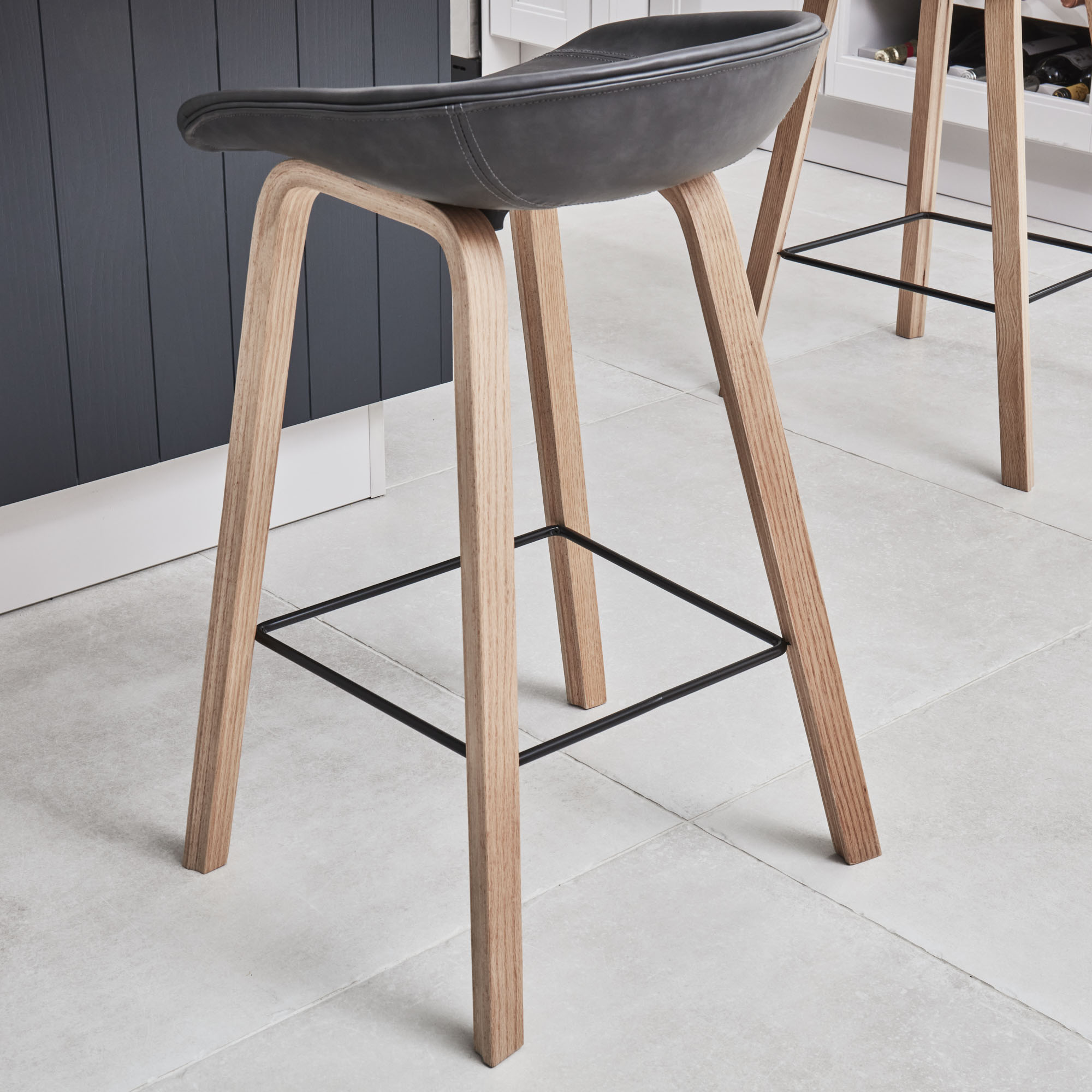 (Set of 2) Reigate Grey Faux Leather Counter Stool