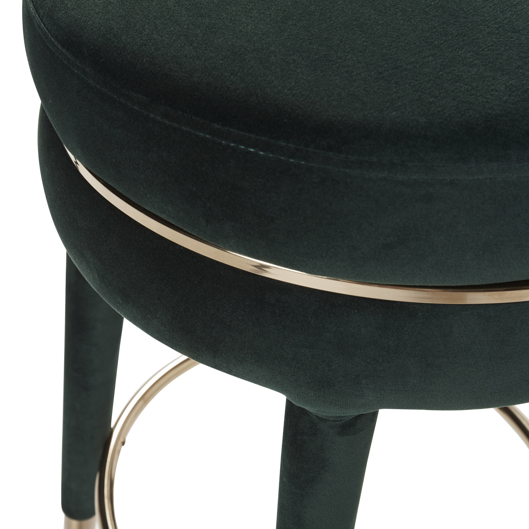 Isabel Dark Green Velvet Counter Bar Stool with Gold Trim Footrest