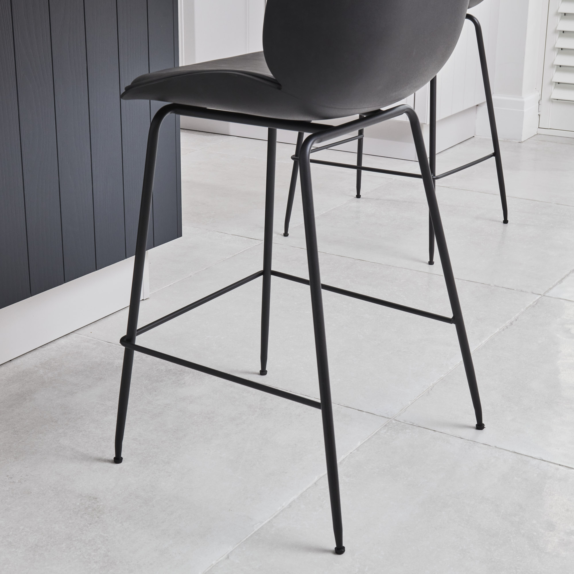 (Set of 2) Thiago Grey Faux Leather Bar Stool