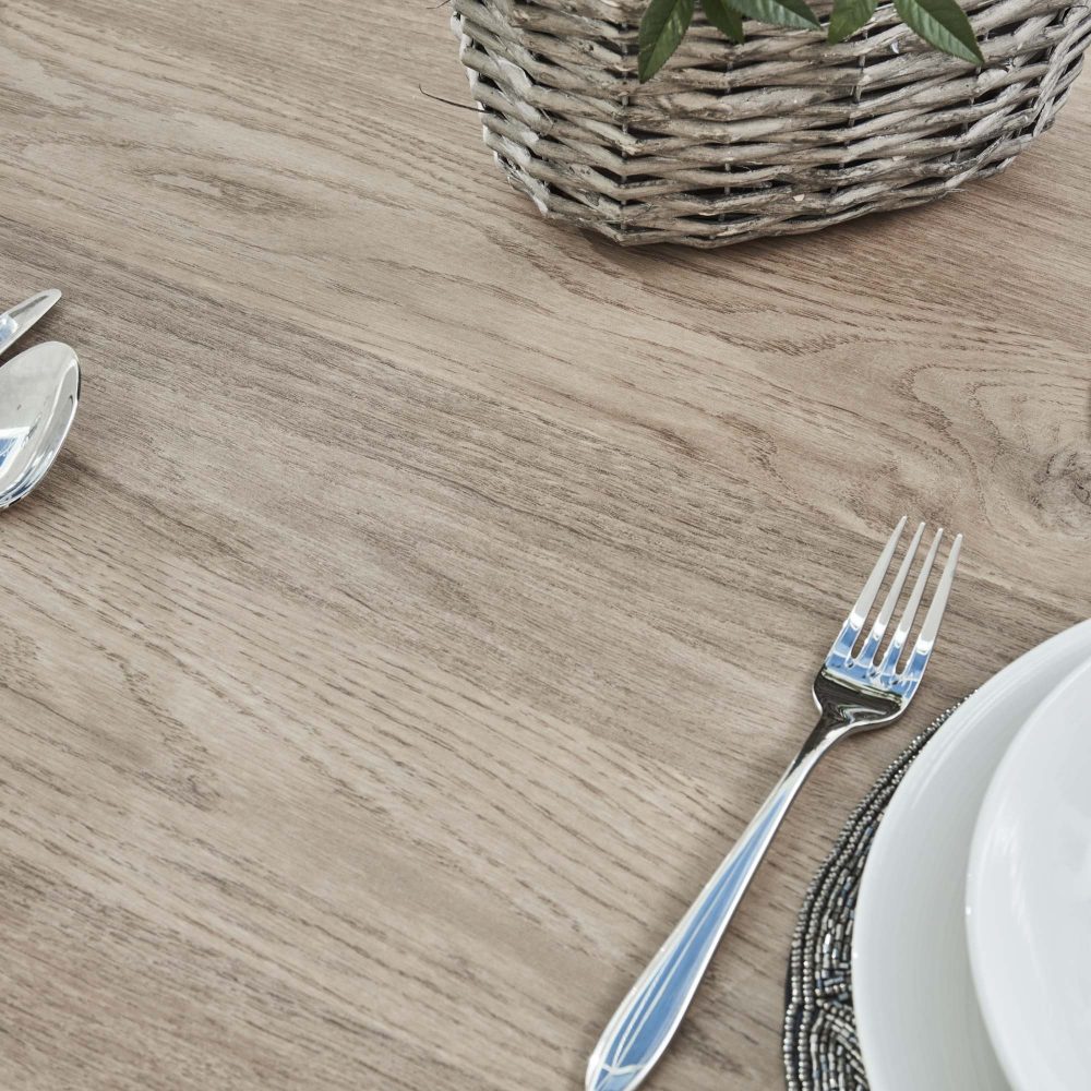 Bellagio 90cm Square Natural Oak Melamine Dining Table Set with 4x Thiago Tan Dining Chairs - Image 3