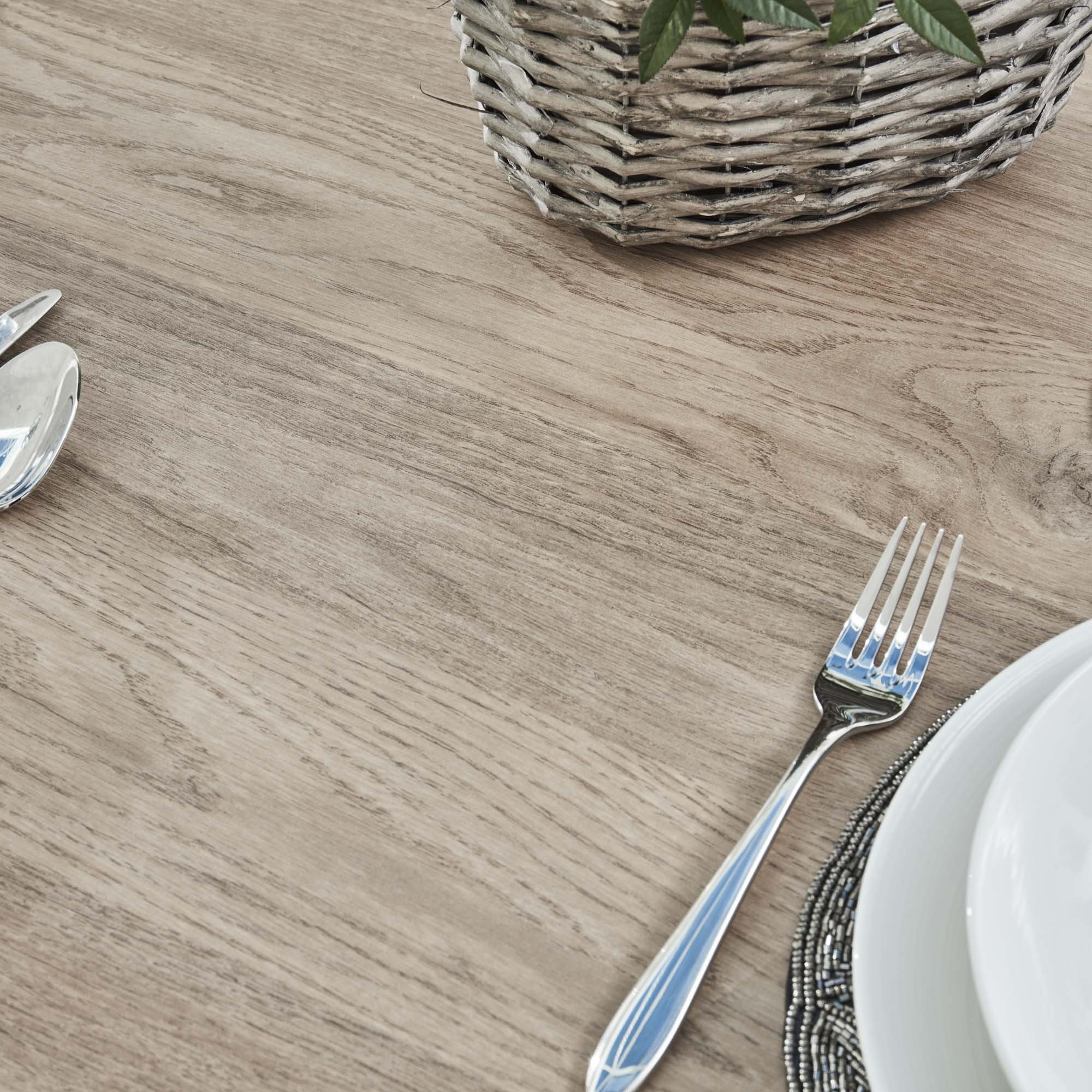 Bellagio 160cm Natural Oak Melamine Dining Table with Black Contemporary Base