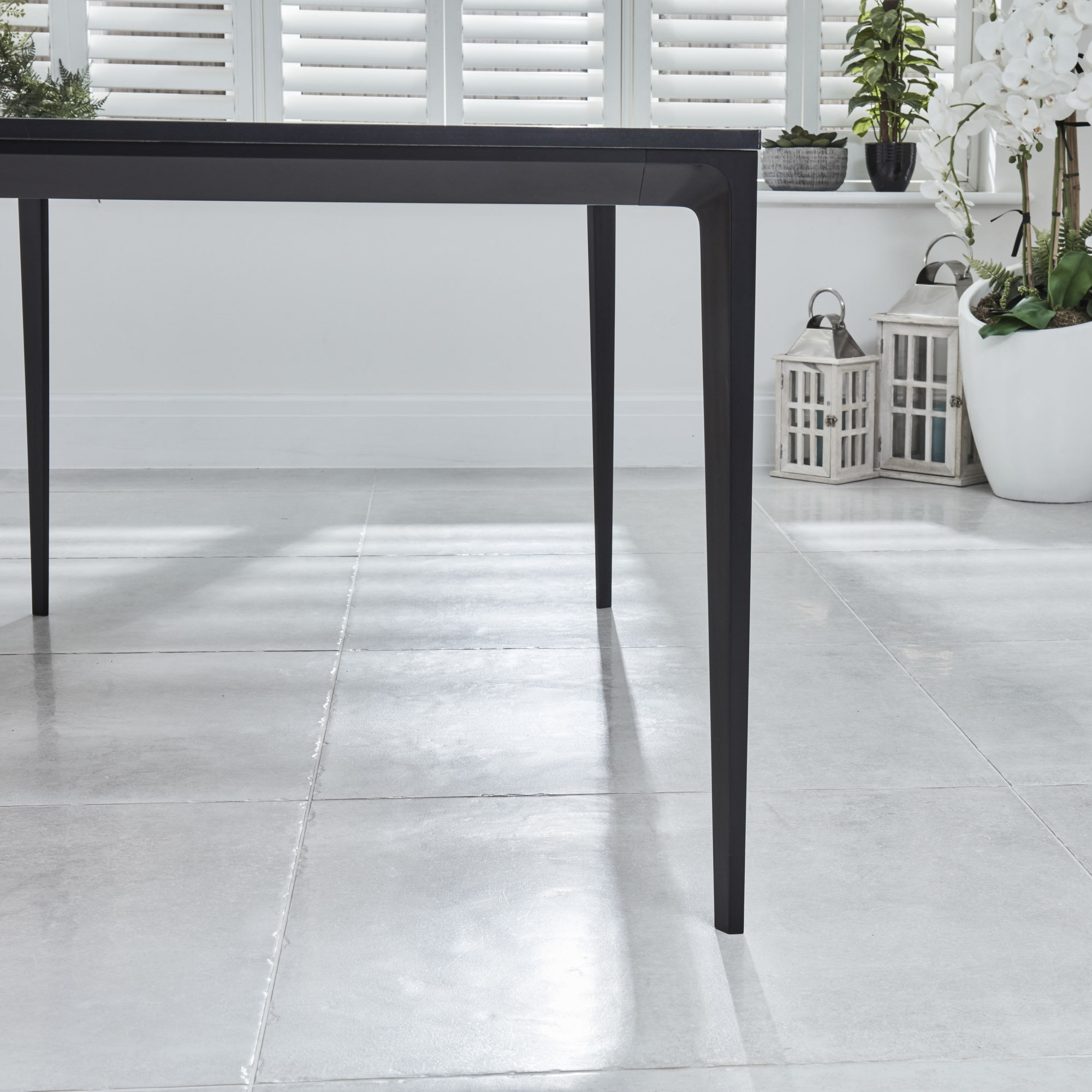 Bellagio 160cm Natural Oak Melamine Dining Table with Black Contemporary Base