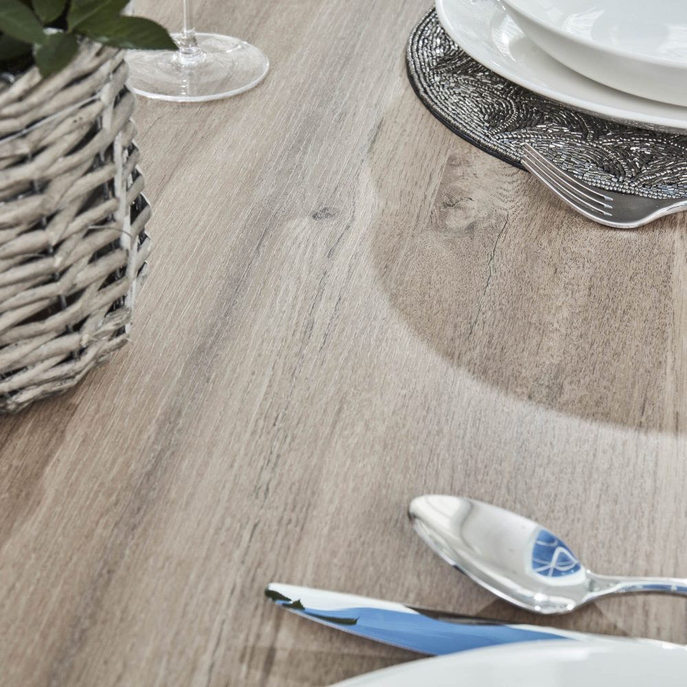 Bellagio 90cm Square Natural Oak Melamine Dining Table Set with 4x Thiago Tan Dining Chairs - Image 5