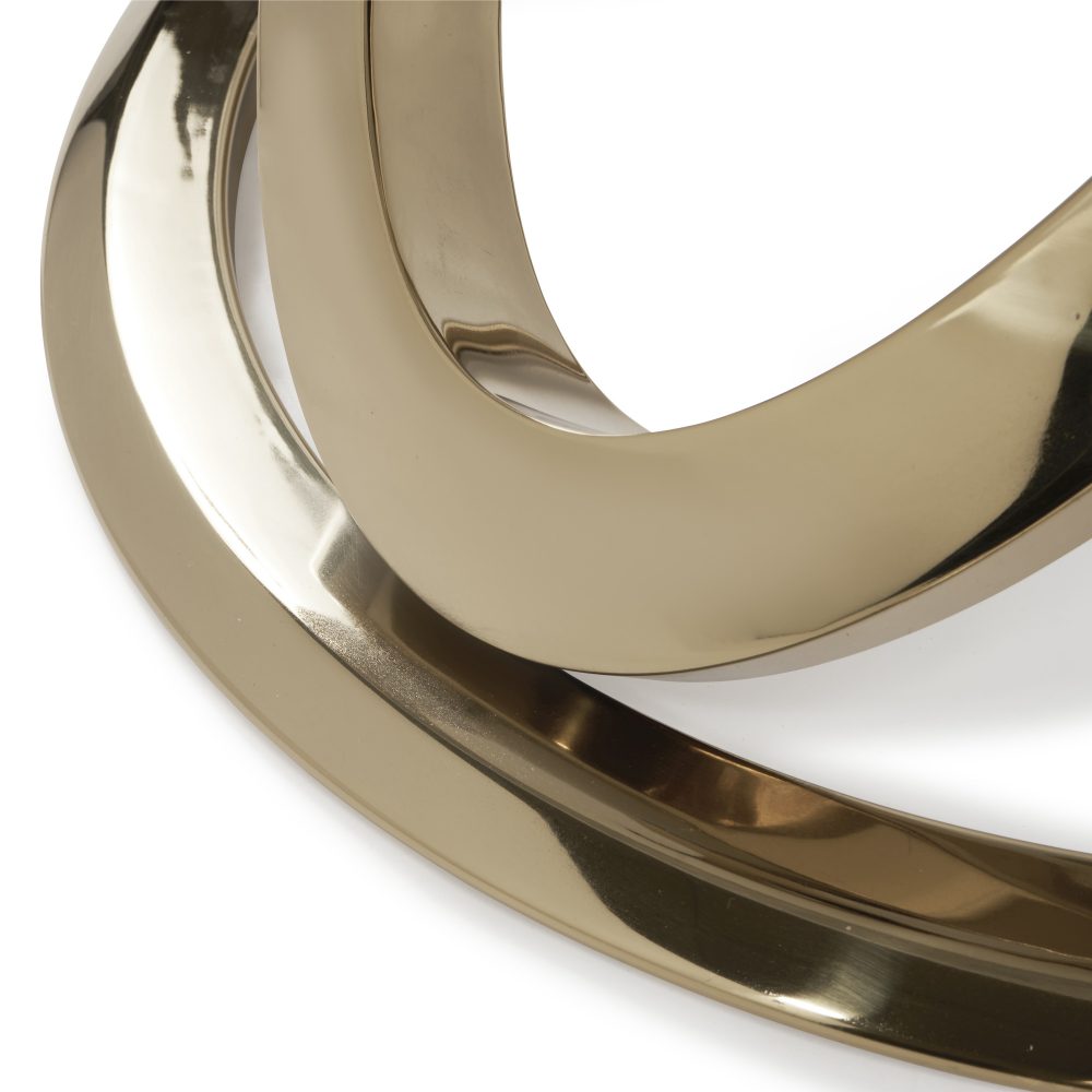 1.3M Pedestal Polished Circular Gold Stainless Steel Dining Table with White Marble Top - Image 12