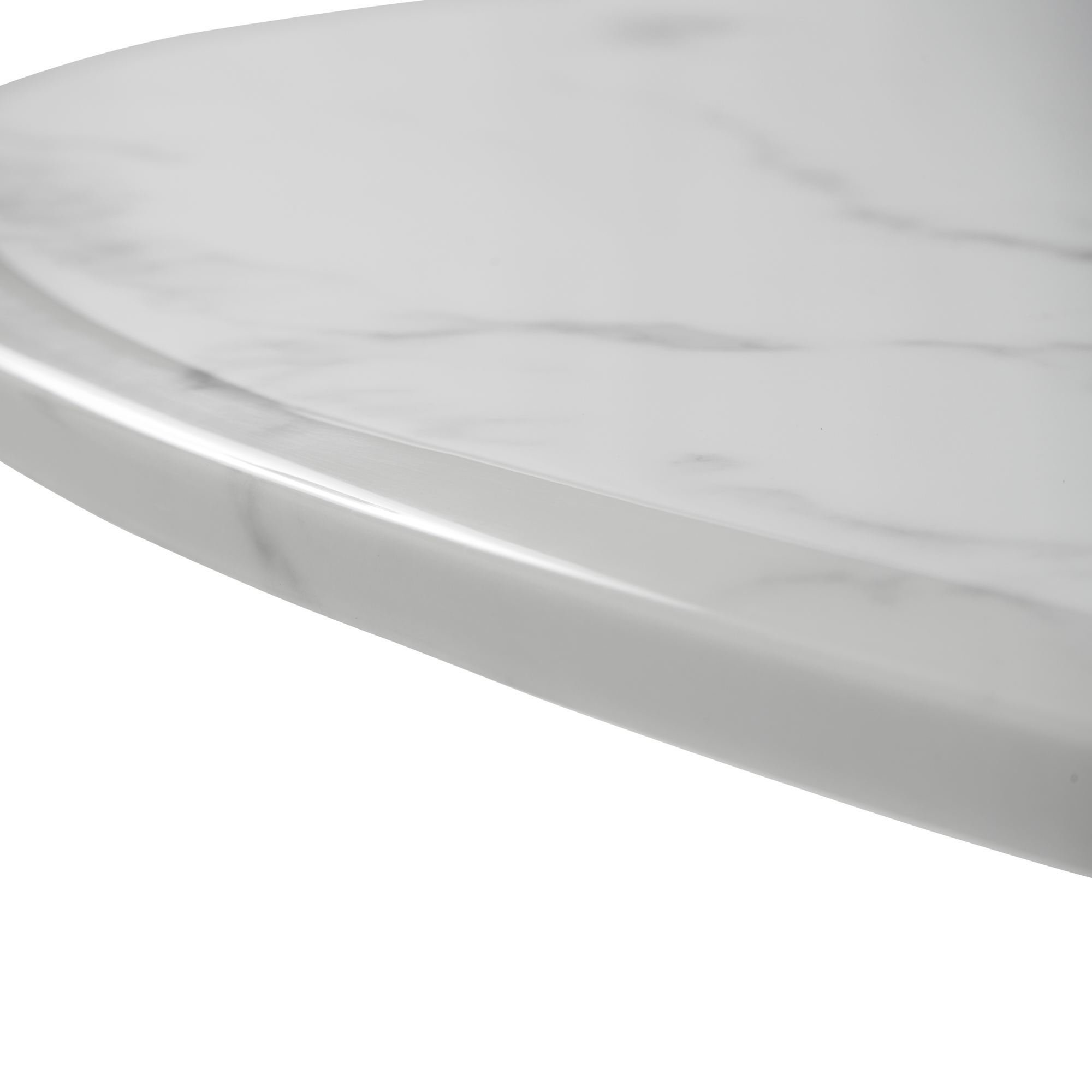 1.3M Pedestal Polished Circular Stainless Steel Dining Table with White Marble Top