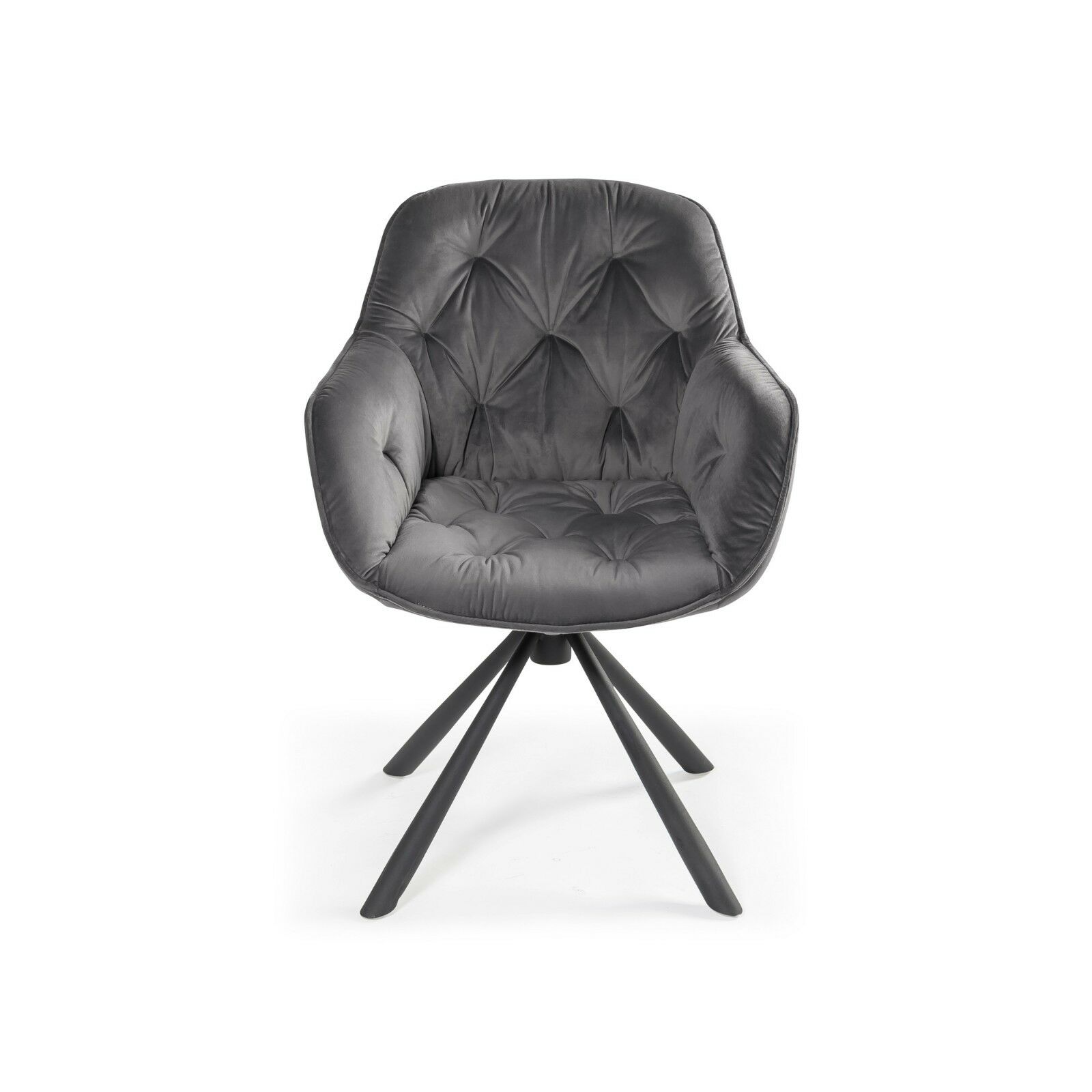 (Set of 2) Seattle Swivel Grey Velvet Upholstered Dining Arm Chair
