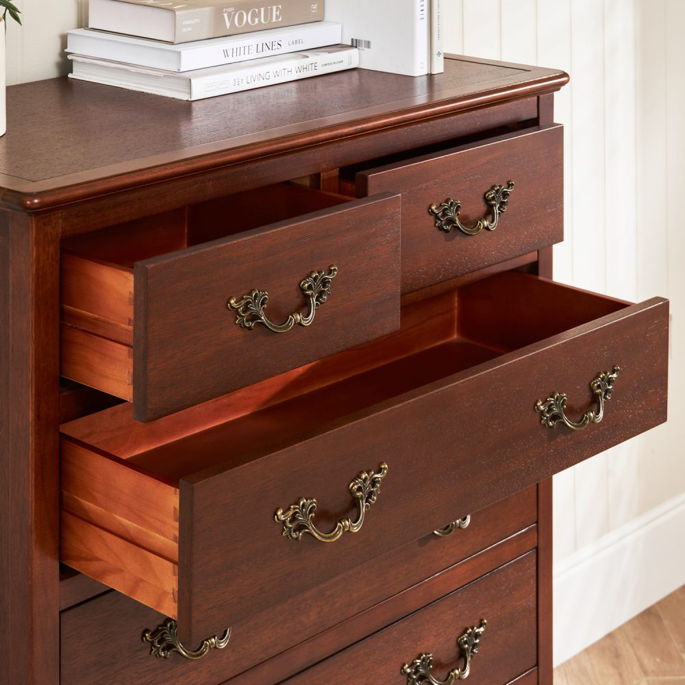 Lille French Mahogany 6 Drawer Large Tall Chest - Image 4