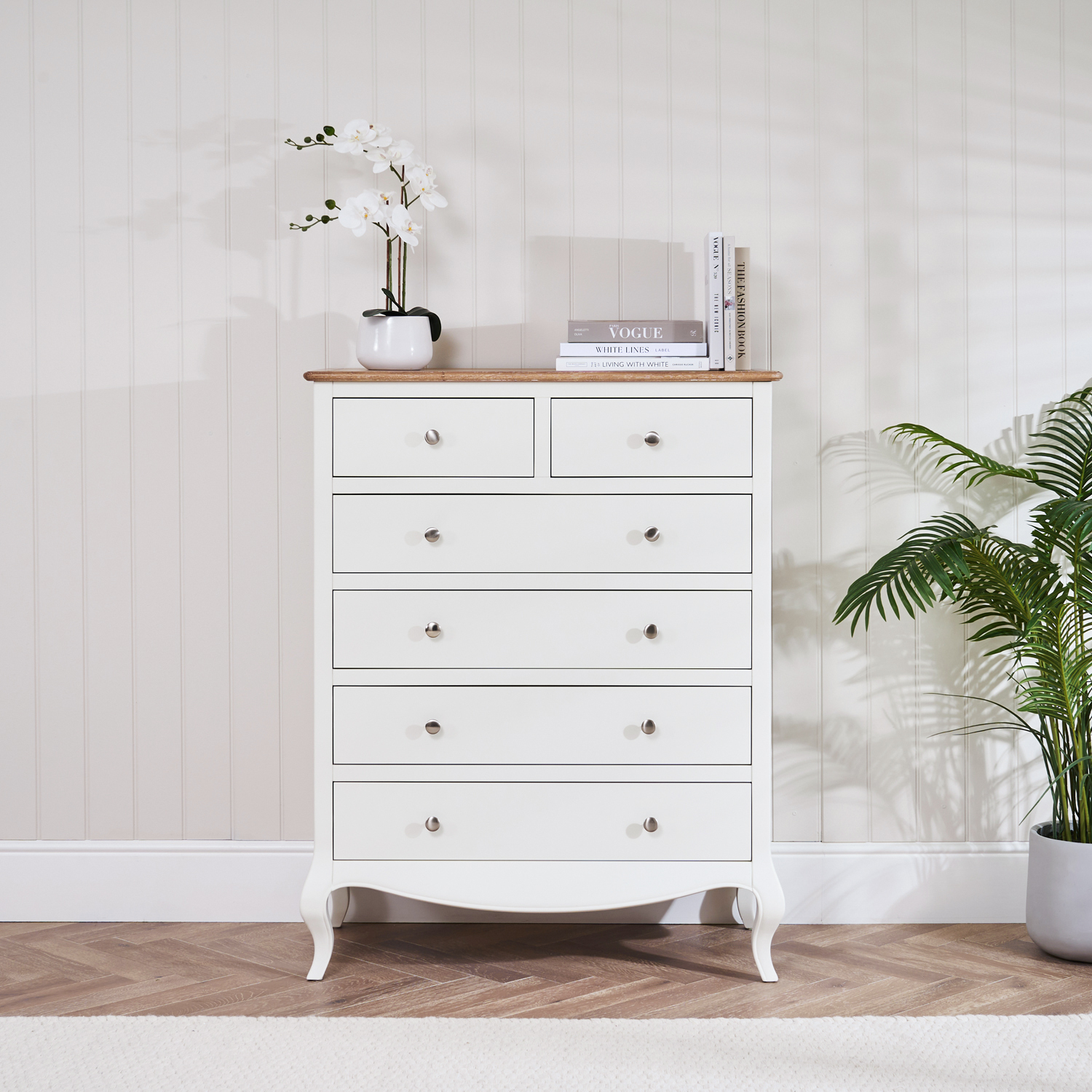 Lille French Chalk White 6 Drawer Tall Chest - Image 3