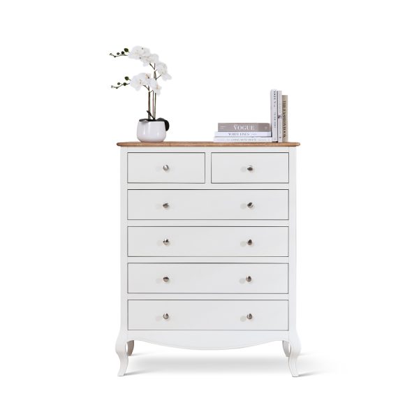 Lille French Chalk White 6 Drawer Tall Chest