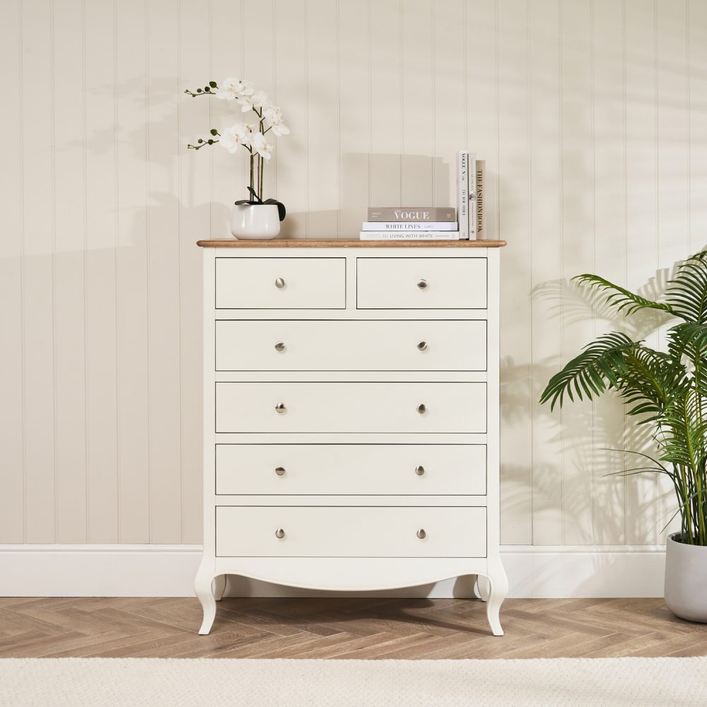 Lille French Chalk White 6 Drawer Tall Chest