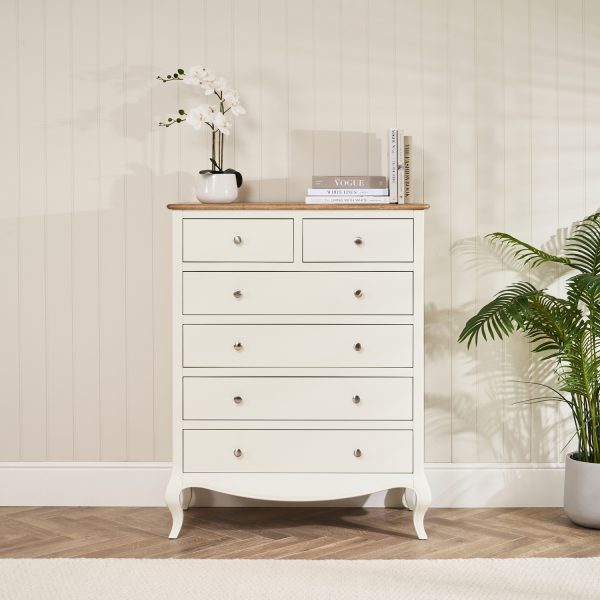 Lille French Chalk White 6 Drawer Tall Chest