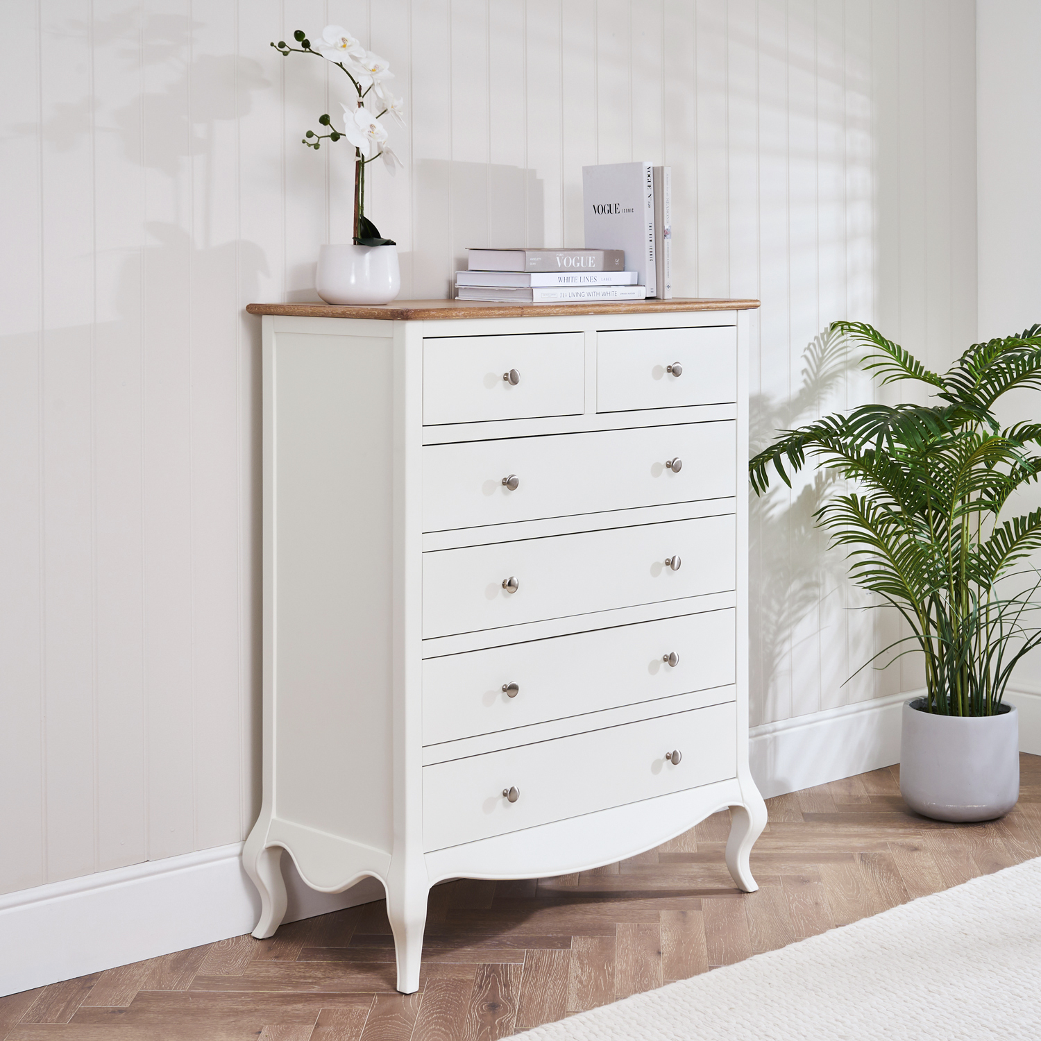 Lille French Chalk White 6 Drawer Tall Chest - Image 2