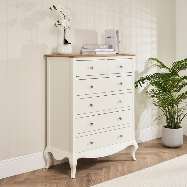 Lille French Chalk White 6 Drawer Tall Chest