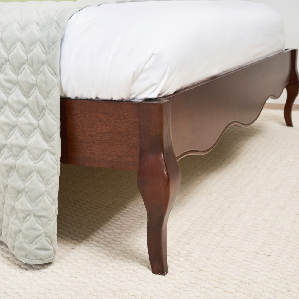 Lille French Mahogany Upholstered Low Foot Board Bed - Double Size - Image 5