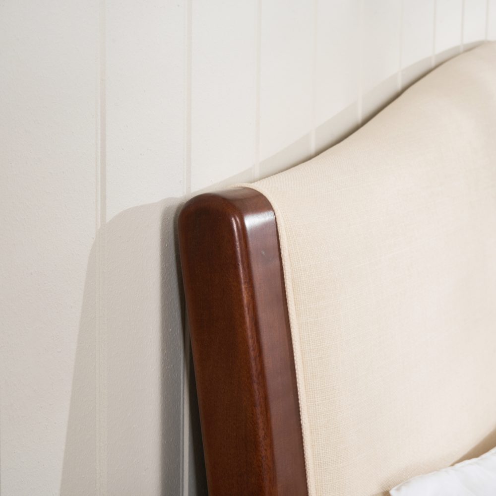 Lille French Mahogany Upholstered Low Foot Board Bed - Double Size - Image 4