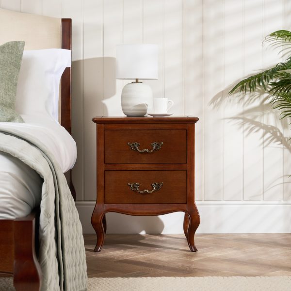 Lille French Mahogany Two Drawer Bedside Table