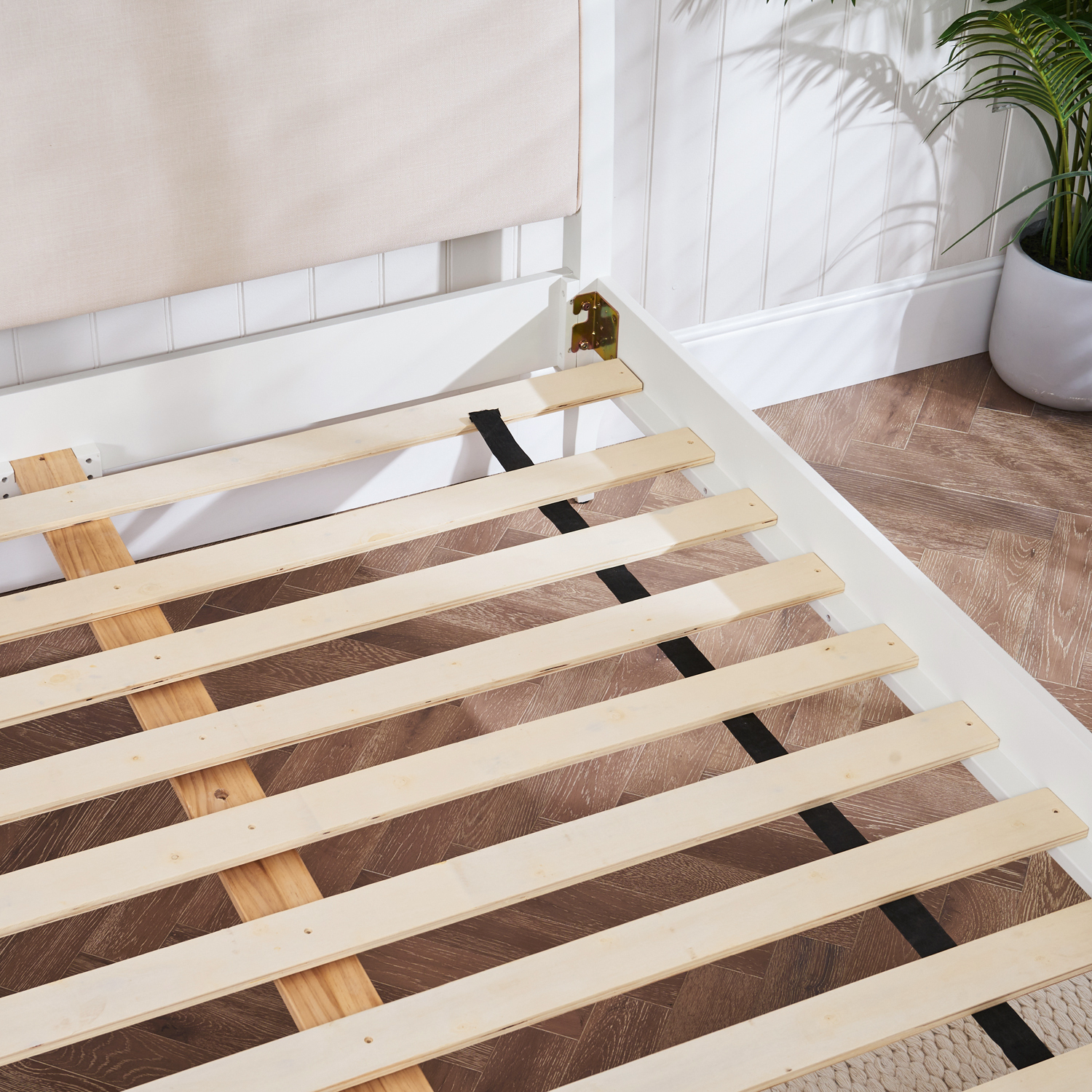 Lille French Chalk White Upholstered Low Foot Board Bed - Double Size - Image 8