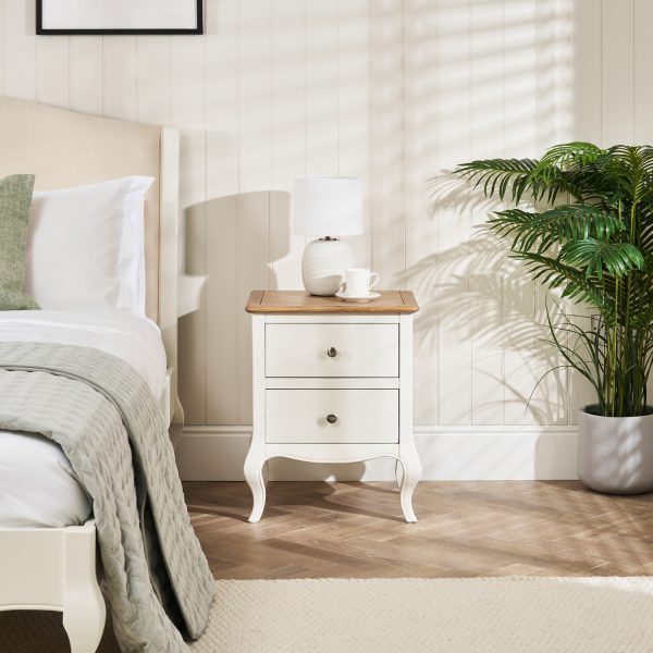 Lille French Chalk White Two Drawer Bedside Table
