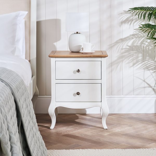 Lille French Chalk White Two Drawer Bedside Table