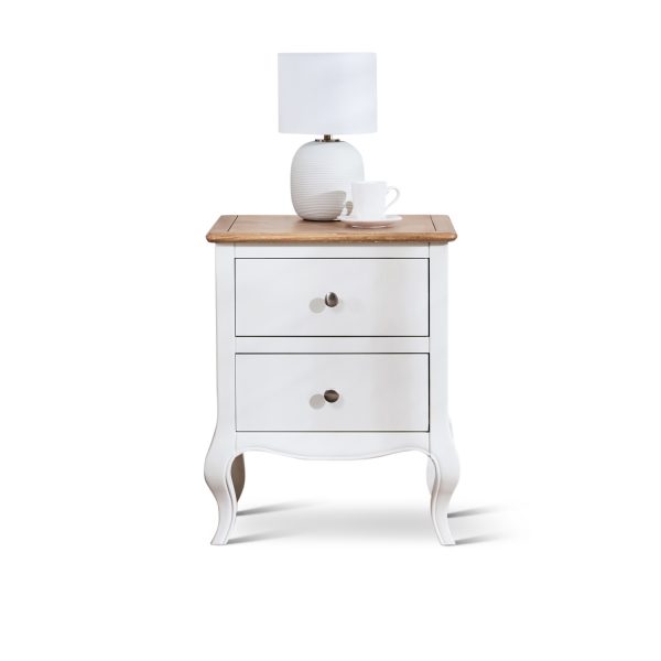 Lille French Chalk White Two Drawer Bedside Table