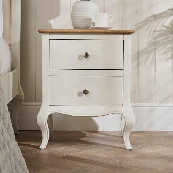 Lille French Chalk White Two Drawer Bedside Table