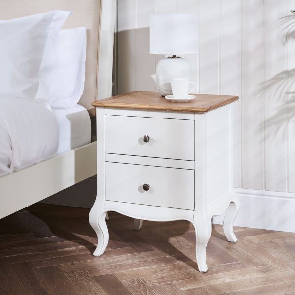 Lille French Chalk White Two Drawer Bedside Table