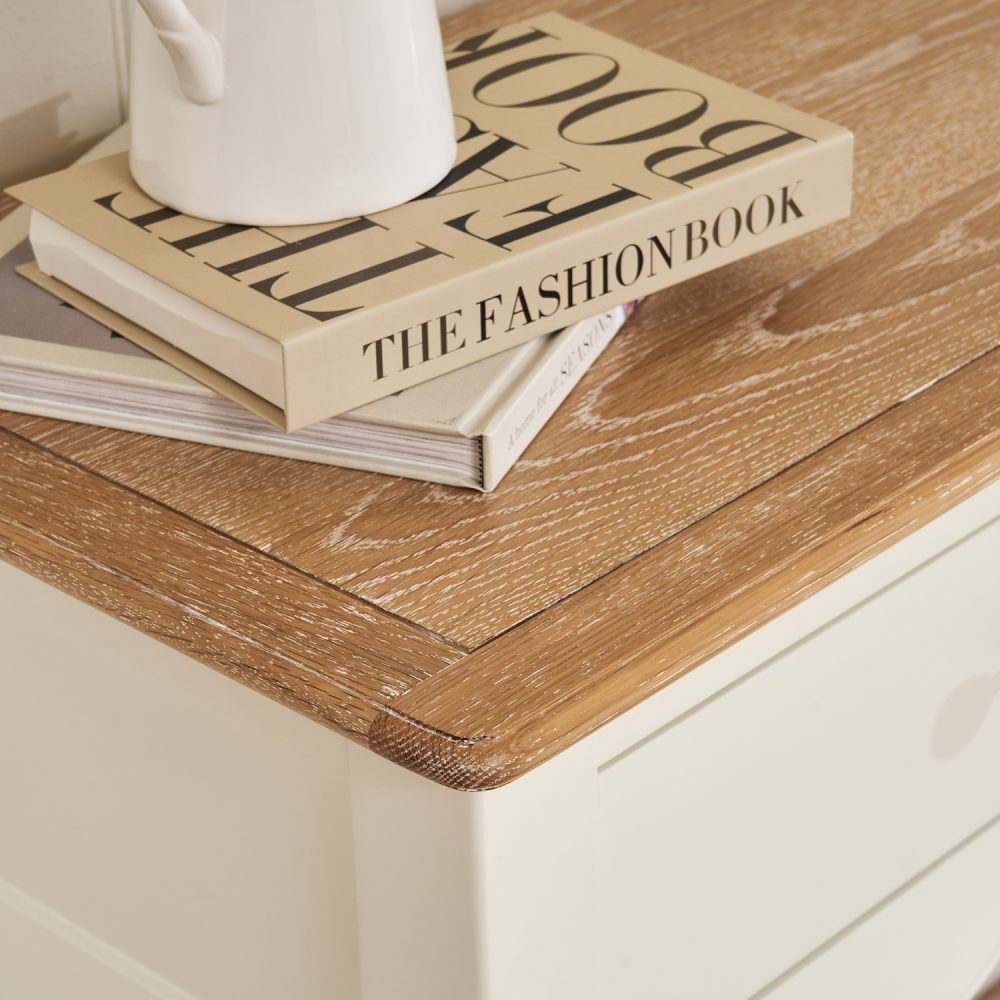 Lille French Chalk White Two Drawer Bedside Table - Image 5