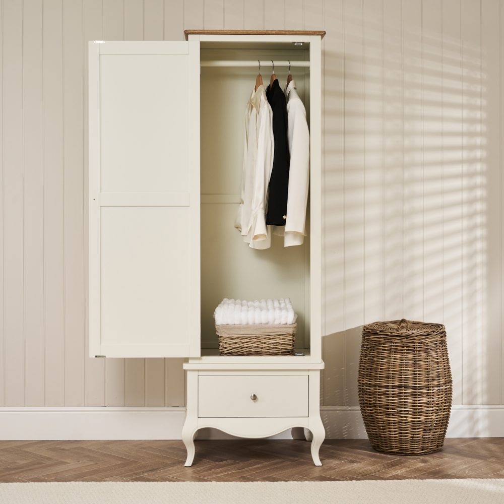 Lille French Chalk White Single Wardrobe