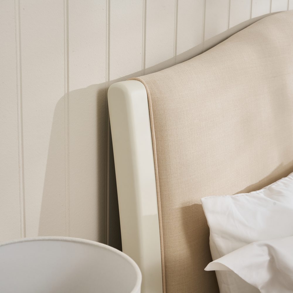 Lille French Chalk White Upholstered Low Foot Board Bed - Double Size - Image 4