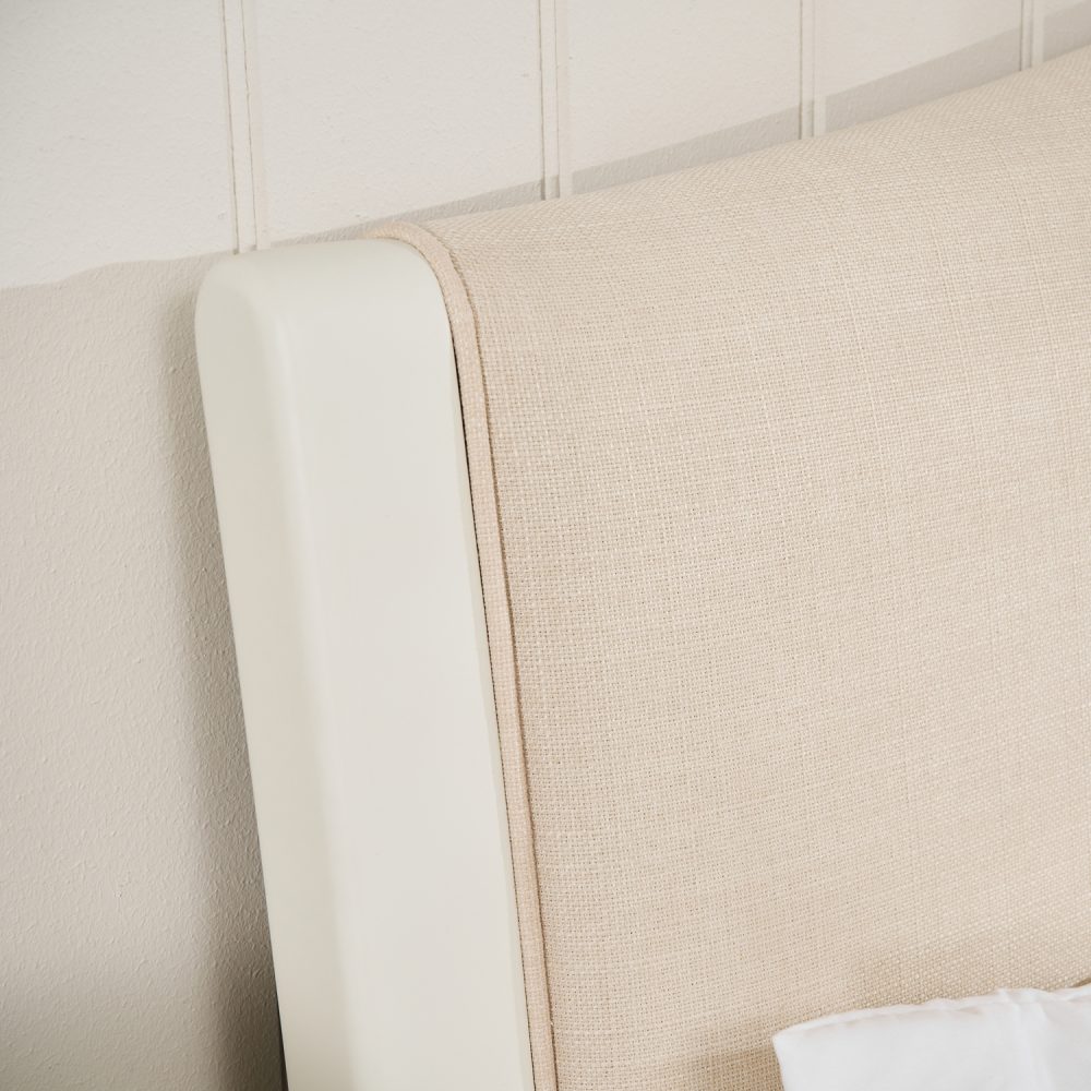 Lille French Chalk White Upholstered Low Foot Board Bed - King Size - Image 4