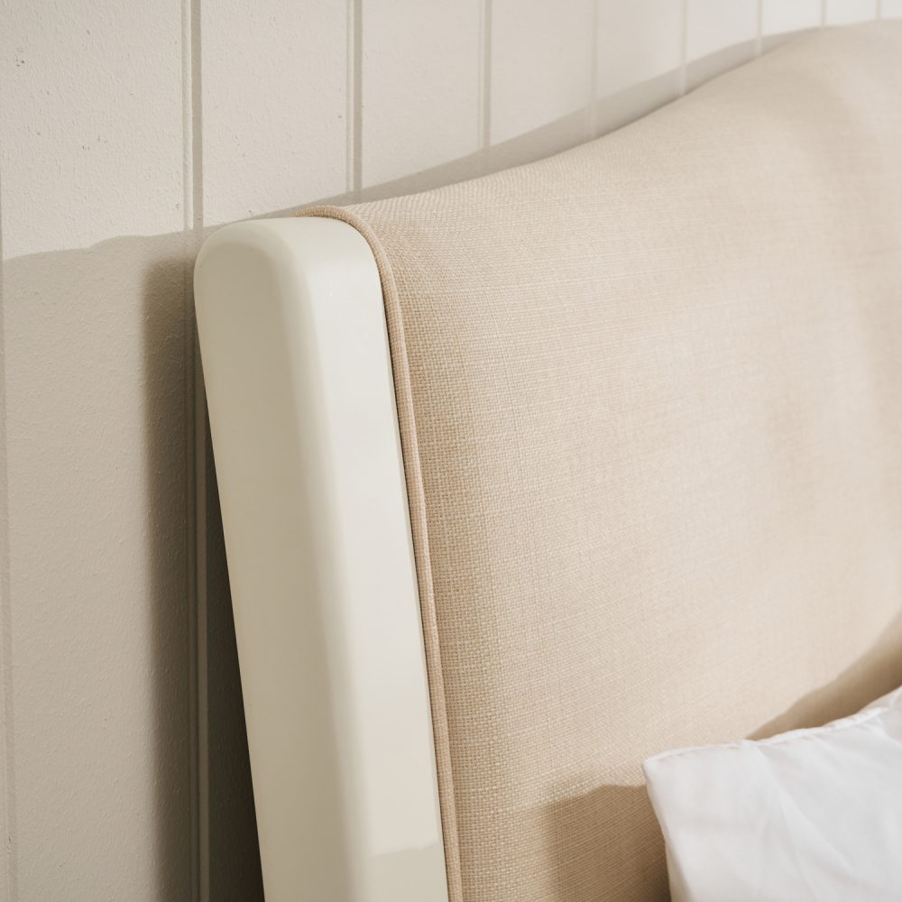 Lille French Chalk White Upholstered Low Foot Board Bed - King Size - Image 5