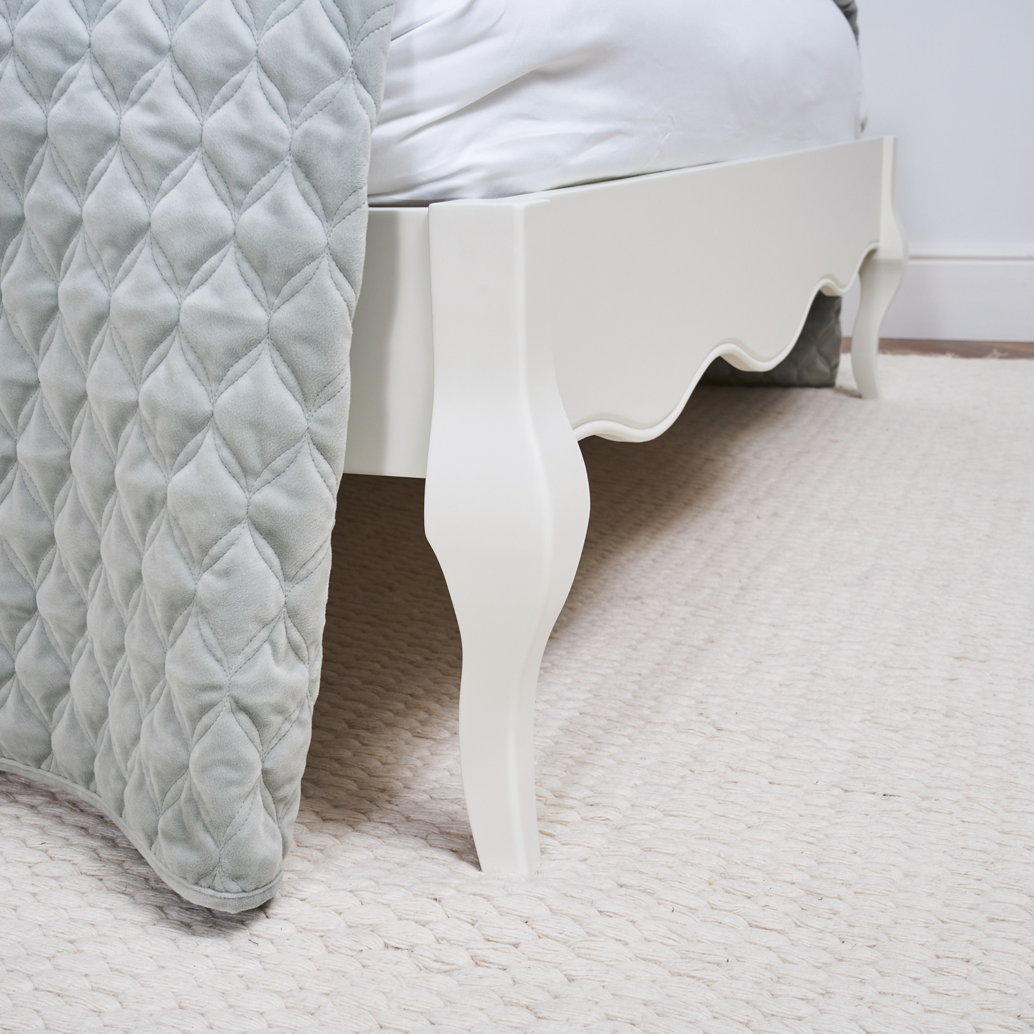 Lille French Chalk White Upholstered Low Foot Board Bed - Double Size - Image 5