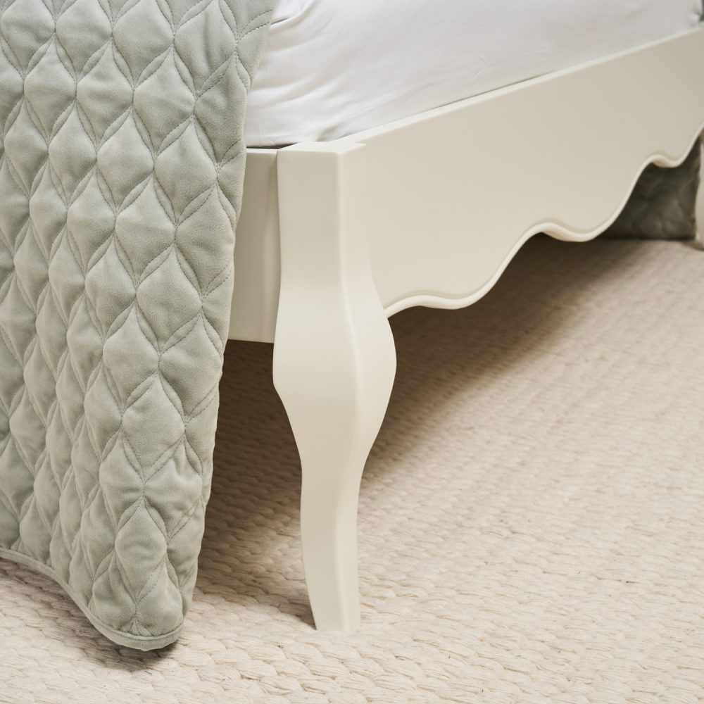 Lille French Chalk White Upholstered Low Foot Board Bed - Double Size - Image 5