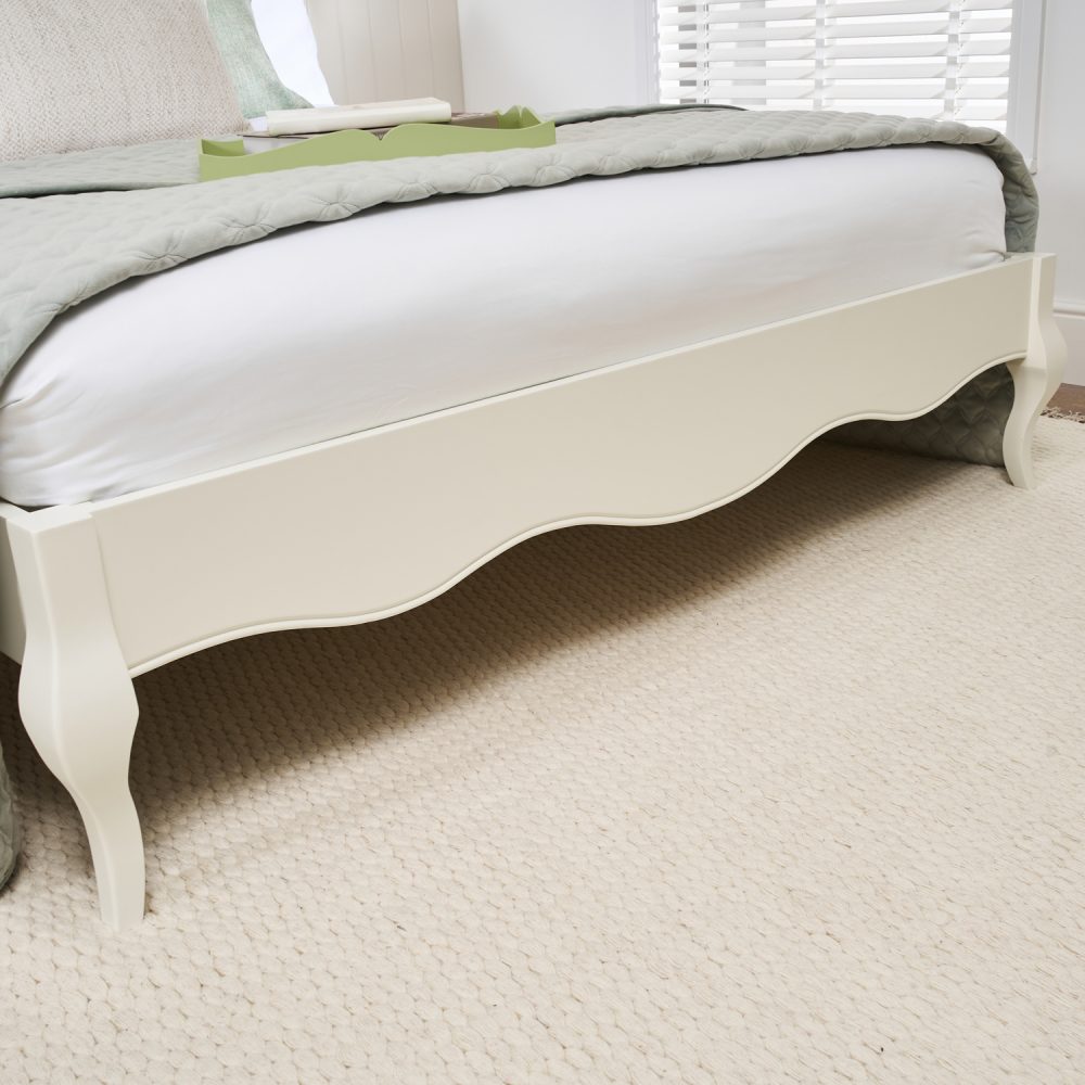 Lille French Chalk White Upholstered Low Foot Board Bed - Double Size - Image 6