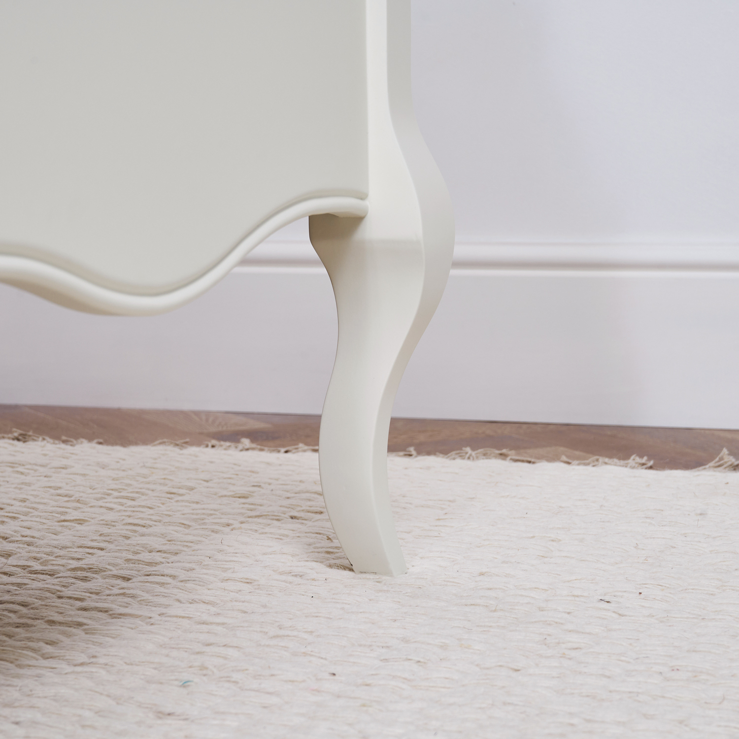 Lille French Chalk White Upholstered Low Foot Board Bed - Double Size - Image 7